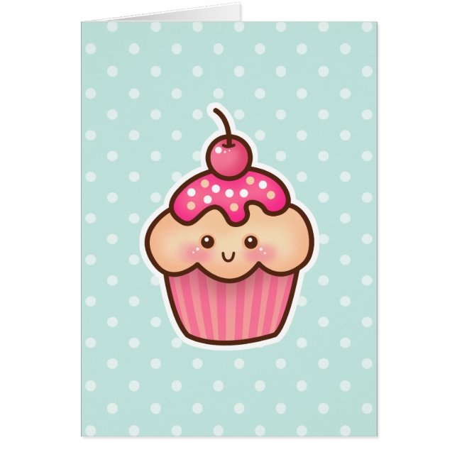 Kawaii Pink Cupcake und Niedlich Mint Blue Polka D (Vorne)