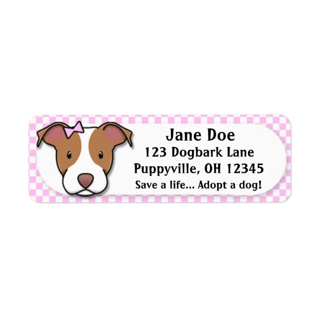 Kawaii Pink Gingham American Pit Bull Terrier (Vorne)