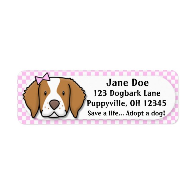 Kawaii Pink Gingham Brittany Spaniel (Vorne)