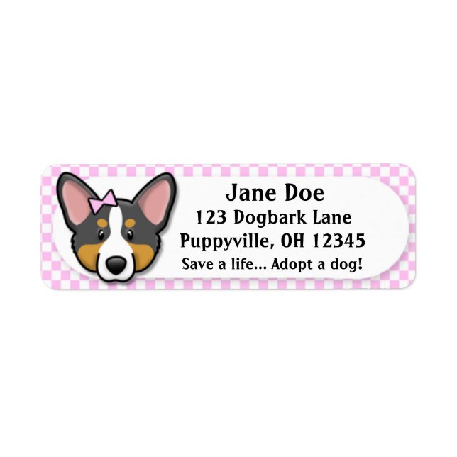Kawaii Pink Gingham Tri Cardigan Welsh Corgi (Vorne)