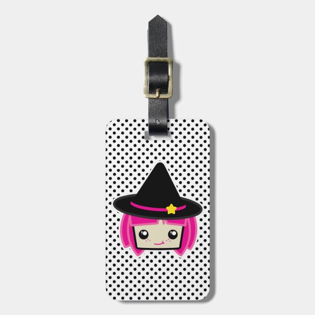 Kawaii Pink Haahaar Hexenmeisterschaftstags Gepäckanhänger (Vorderseite vertikal)