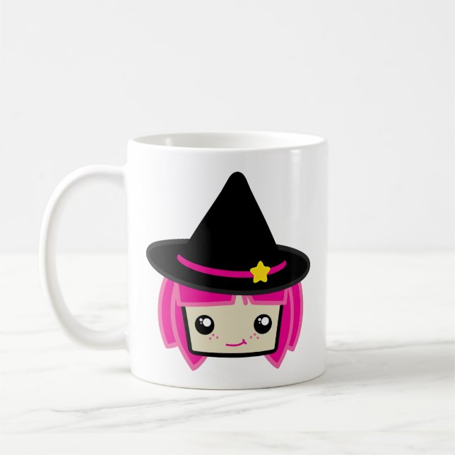Kawaii Pink Haahaarige Hexe-Tasse Kaffeetasse (Links)