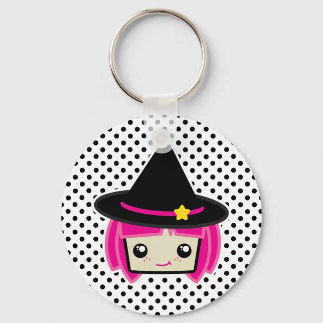 Kawaii Pink Haahaarige Rotzunge Schlüsselanhänger (Vorderseite)