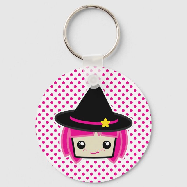 Kawaii Pink Haahaarige Rotzunge Schlüsselanhänger (Vorderseite)