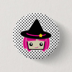 Kawaii Pink Haahaarige Witzknopf Button
