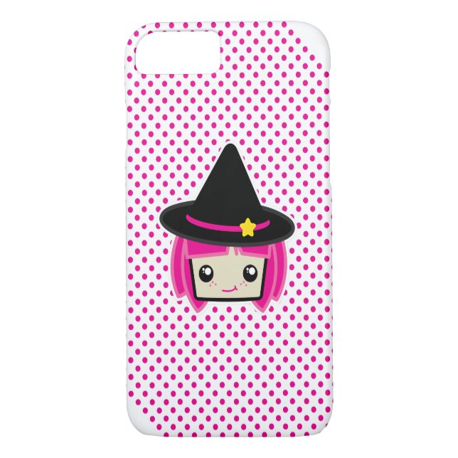 Kawaii Pink Haired Hexe iPhone Case (Rückseite)