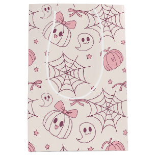Kawaii Pink Halloween Ghosts & Pumpkin (2) Mittlere Geschenktüte