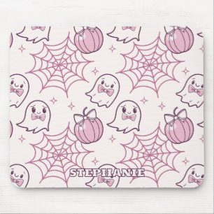 Kawaii Pink Halloween Ghosts & Pumpkin Mousepad