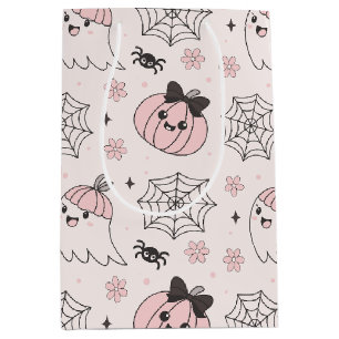 Kawaii Pink Halloween Muster mit Ghost, Pumpkin Mittlere Geschenktüte