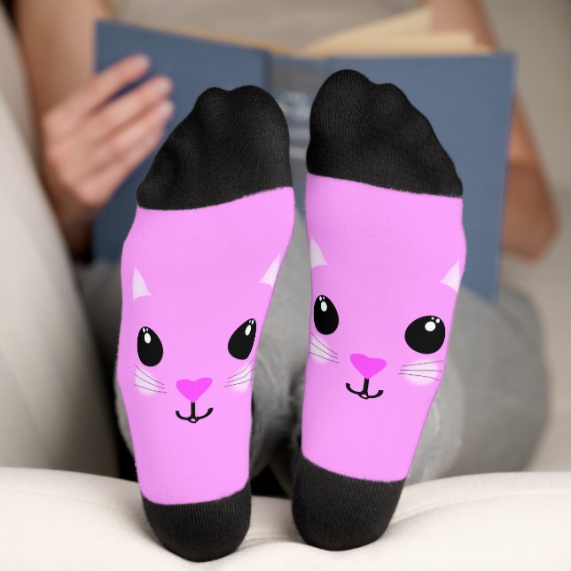 Kawaii Pink Kitten Socken (Unterseite)