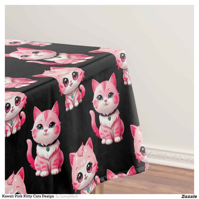 Kawaii Pink Kitty Cats Design Tischdecke (Von Creator hochgeladen)