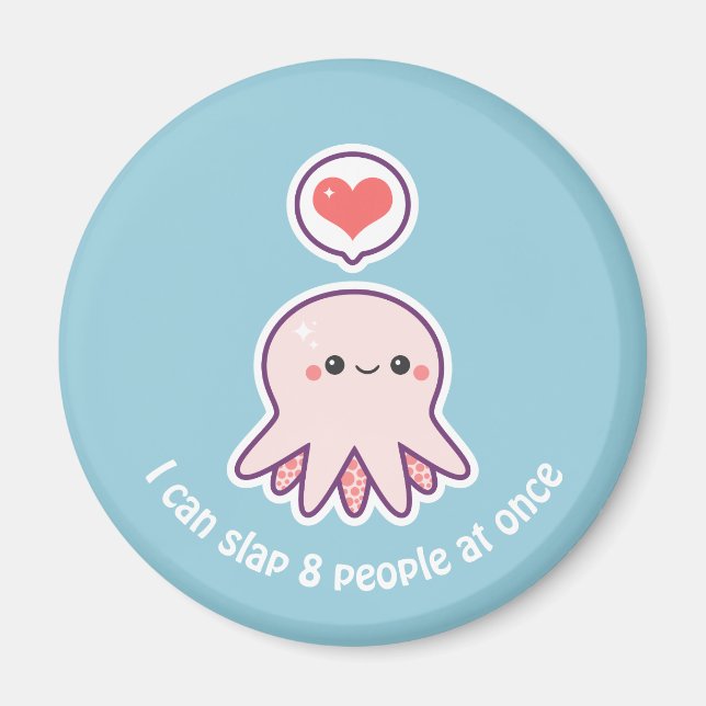 Kawaii Pink Octopus Magnet (Vorne)