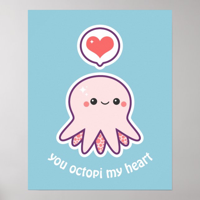Kawaii Pink Octopus Poster (Vorne)