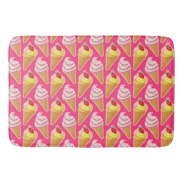 Kawaii pink pattern with strawberry ice cream  badematte (Vorderseite)