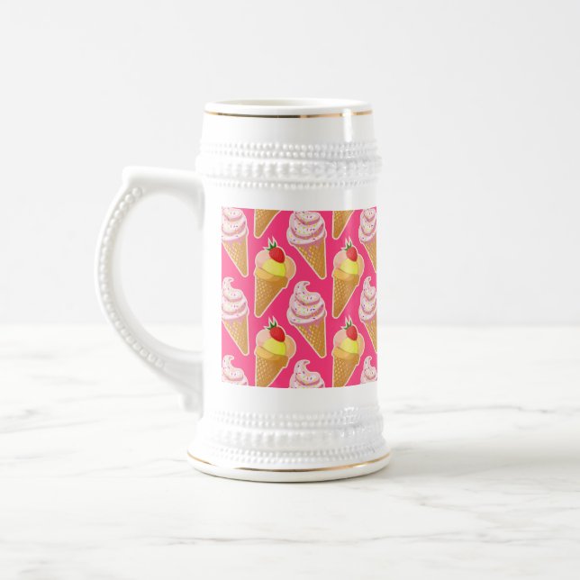 Kawaii pink pattern with strawberry ice cream  bierglas (Links)