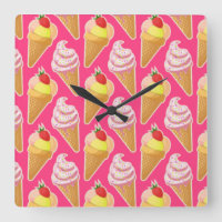 Kawaii pink pattern with strawberry ice cream