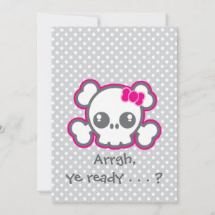 Kawaii Pink Ribbo Crâne Halloween Fête Invitation
