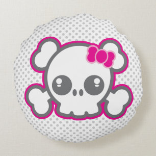 Kawaii Pink Ribbon Coussin ronde