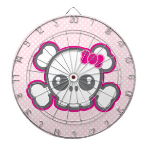 Kawaii Pink Ribbon Skull Dart Board Dartscheibe