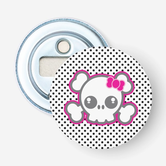 Kawaii Pink Ribbon Skull Flaschenöffner (Vorderseite)