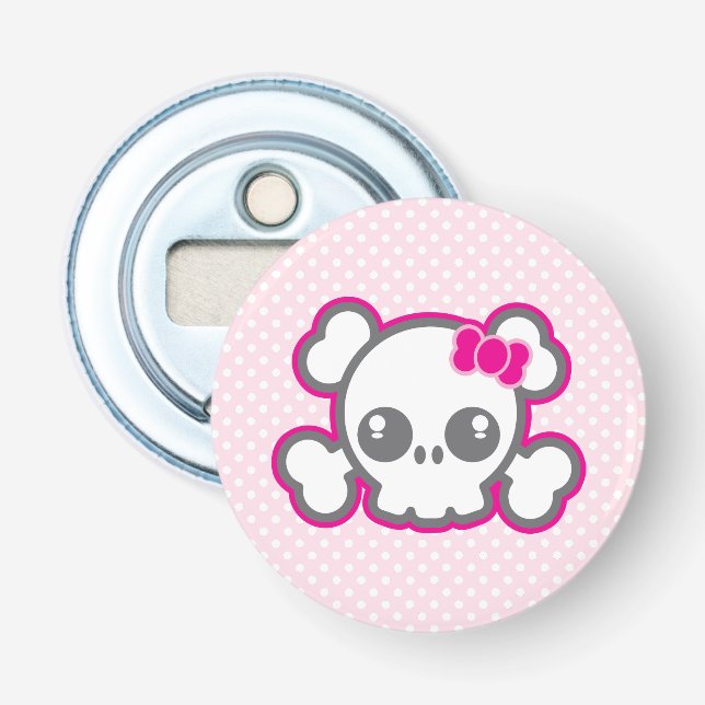 Kawaii Pink Ribbon Skull Flaschenöffner (Vorderseite)