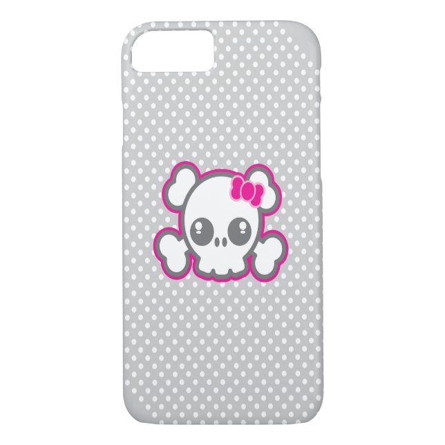 Kawaii Pink Ribbon Skull iPhone Case (Rückseite)
