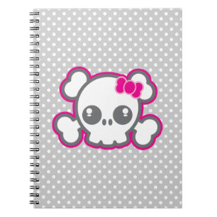 Kawaii Pink Ribbon Skull-Notebook Notizblock