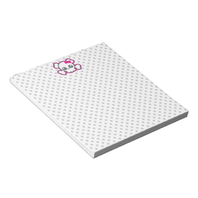 Kawaii Pink Ribbon Skull Notepad Notizblock (angewinkelt)