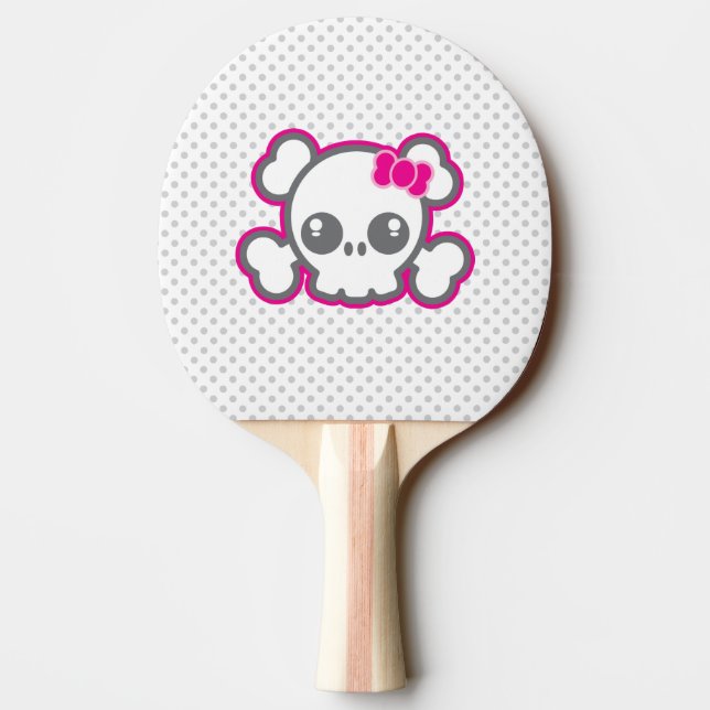 Kawaii Pink Ribbon Skull Ping Pong Paddle Tischtennis Schläger (Rückseite)