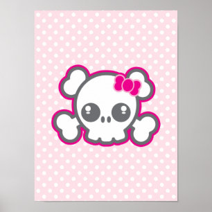 Kawaii Pink Ribbon Skull Poster drucken