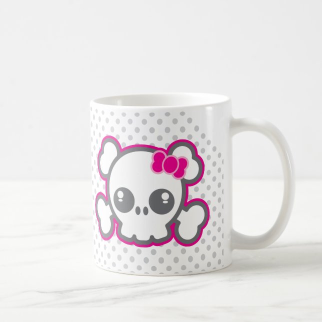 Kawaii Pink Ribbon Skull Tasse (Rechts)