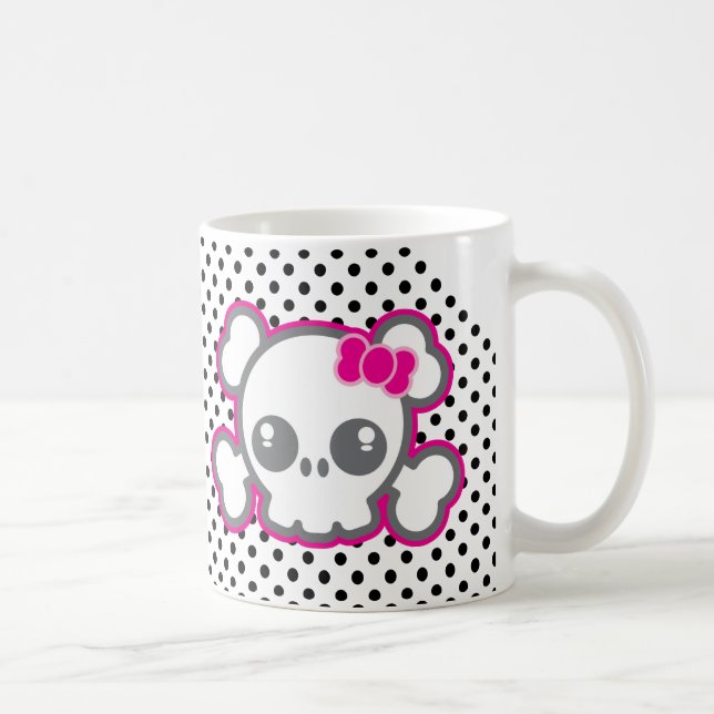 Kawaii Pink Ribbon Skull Tasse (Rechts)