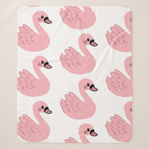 Kawaii Pink Swan - Niedlicher Cartoon Tierdesign Sherpadecke