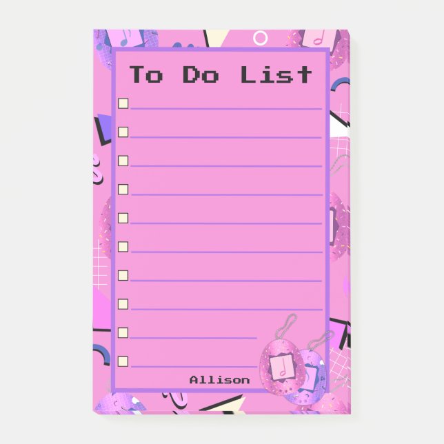 Kawaii Pink Tamagotchi Post-it Klebezettel (Vorderseite)