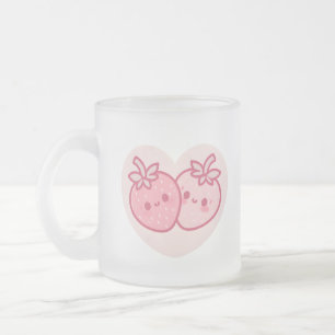 Kawaii Pink Valentines Erdbeeren Mattglastasse