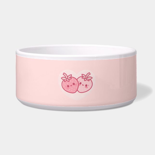 Kawaii Pink Valentines Erdbeeren Napf (Vorderseite)