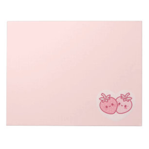 Kawaii Pink Valentines Erdbeeren Notizblock