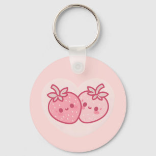 Kawaii Pink Valentines Erdbeeren Schlüsselanhänger