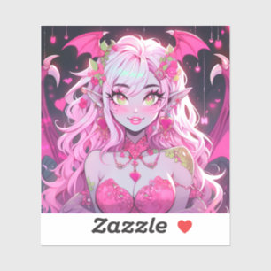 Kawaii Pinkcore Fantasy Demon Anime Girl Aufkleber