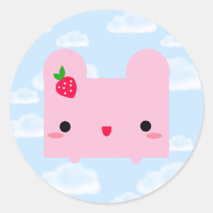 Kawaii Pinku Ripou Runder Aufkleber