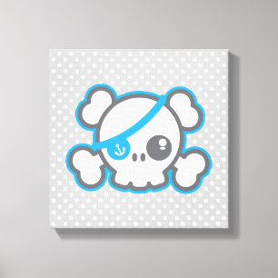 Kawaii Pirate Crâne Enveloppé Toile