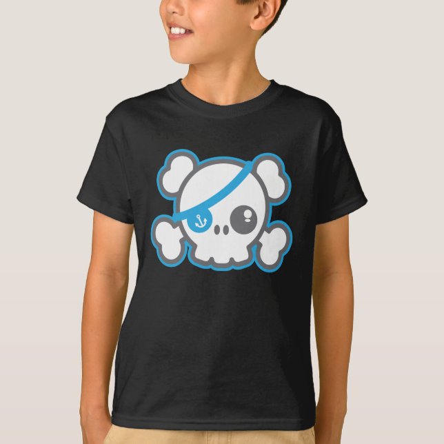 Kawaii Pirate Skull Bekleidung T-Shirt (Vorderseite)
