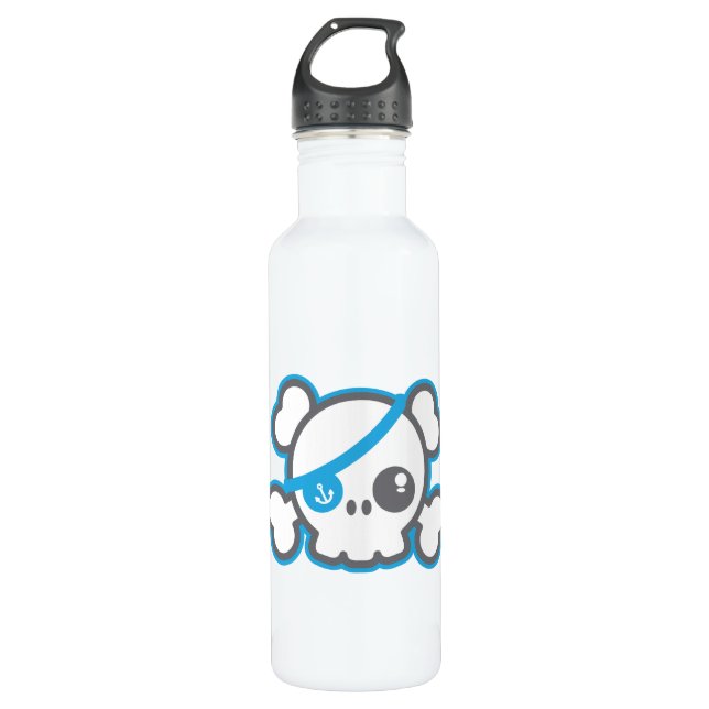 Kawaii Pirate Skull Edelstahlflasche (Vorderseite)