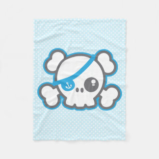 Kawaii Pirate Skull Fleece Blanket