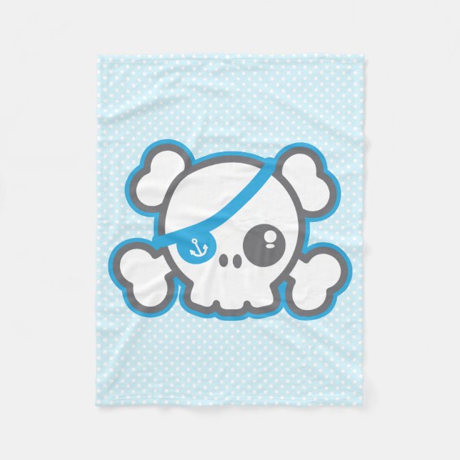 Kawaii Pirate Skull Fleece Blanket (Vorderseite)