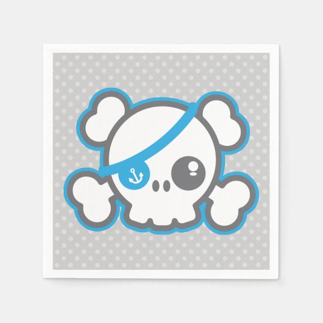 Kawaii Pirate Skull Napkins Serviette (Vorderseite)