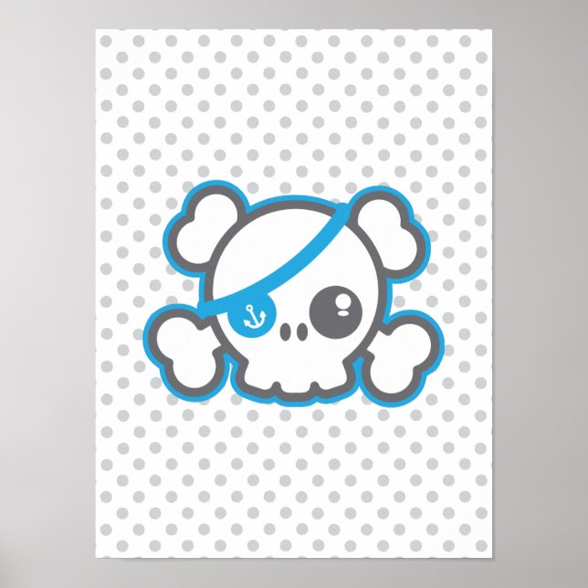 Kawaii Pirate Skull Poster Print (Vorne)
