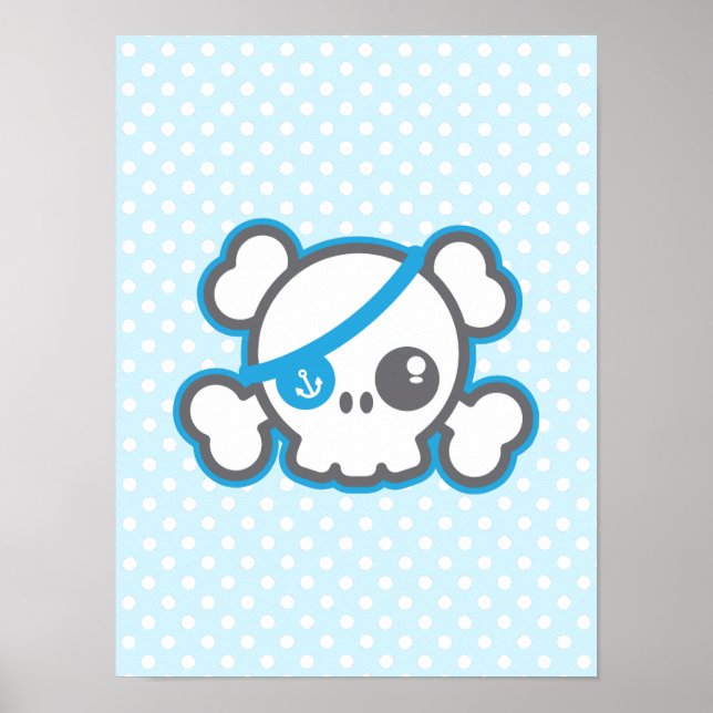 Kawaii Pirate Skull Poster Print (Vorne)