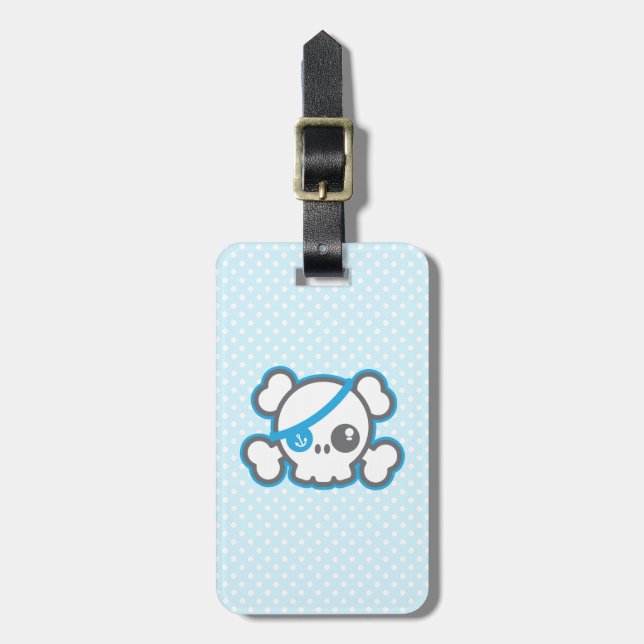 Kawaii Pirate Skull Travel Gepäckanhänger (Vorderseite vertikal)