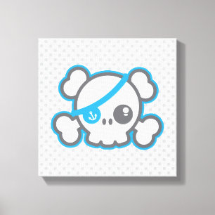 Kawaii Pirate Skull Wrapped Canvas Leinwanddruck